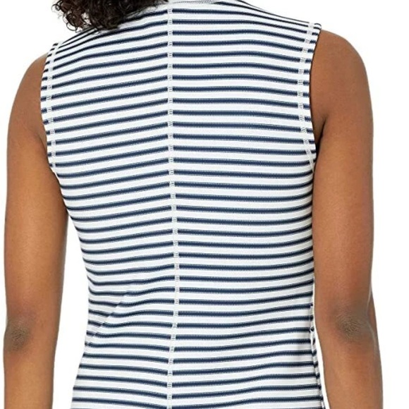 Carve Designs Stella Blue and White Striped Sleeveless Zip-Up Vest/Top - Picture 3 of 11